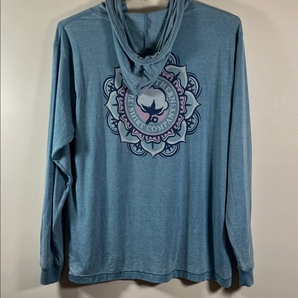 Southern Shirt Hoodie Men Light Blue Long Sleeve Draw String Graphic Size L - Picture 5 of 8